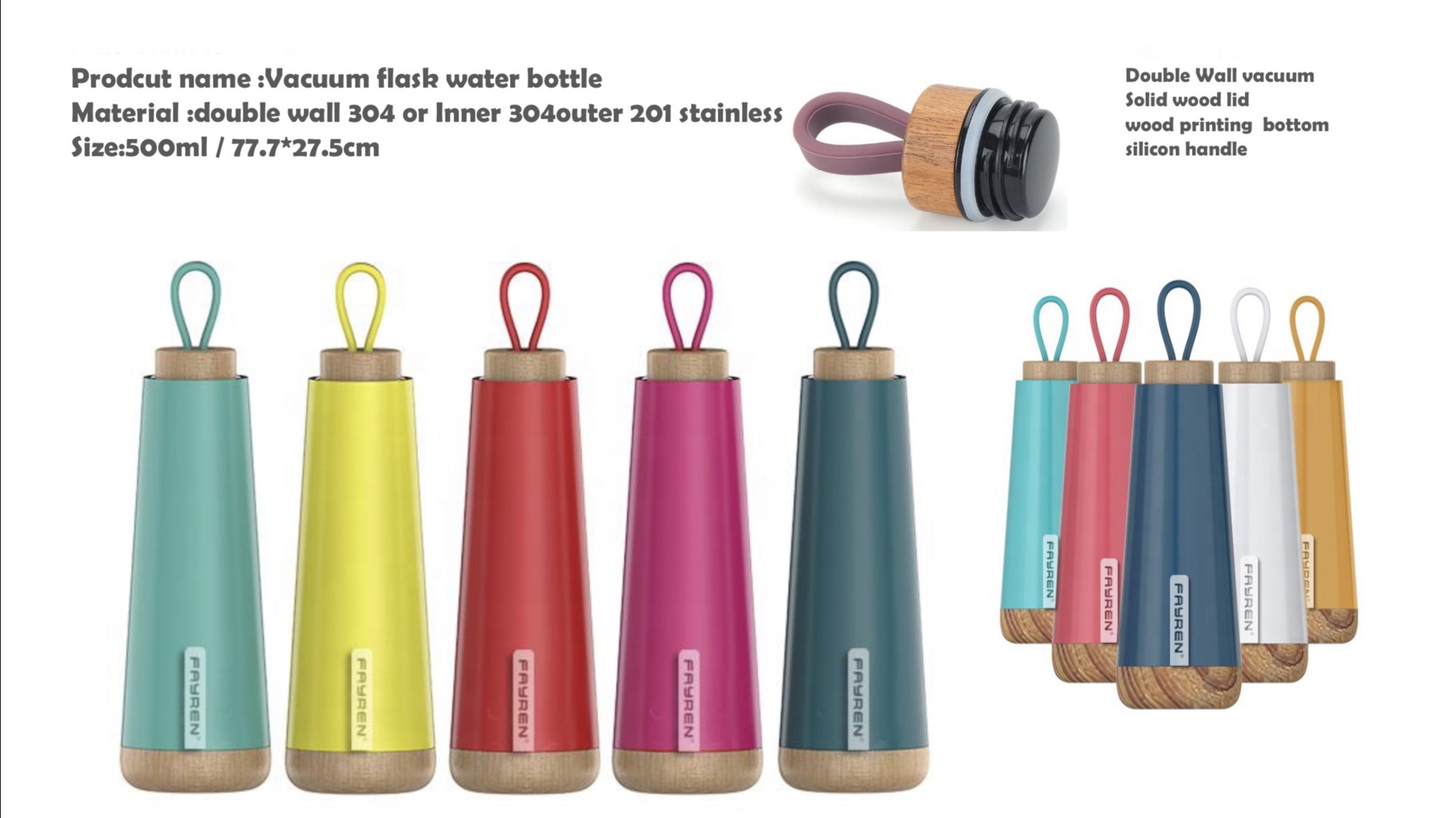 Stylish Solid Colored 304 Stainless Steel Vacuum Flask With